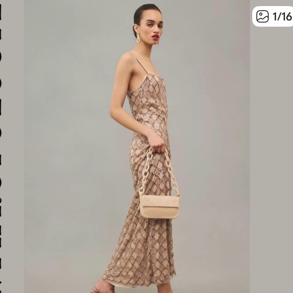 Anthropologie Let Me Be Checked Shine Dress